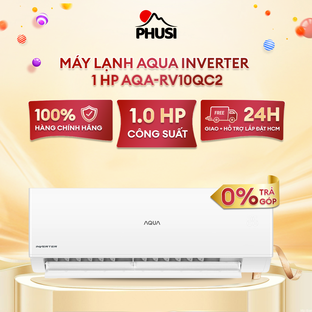 Máy lạnh/ điều hòa aqua inverter 1 hp aqa-rv10qc2 - -hàng chính hãng -
