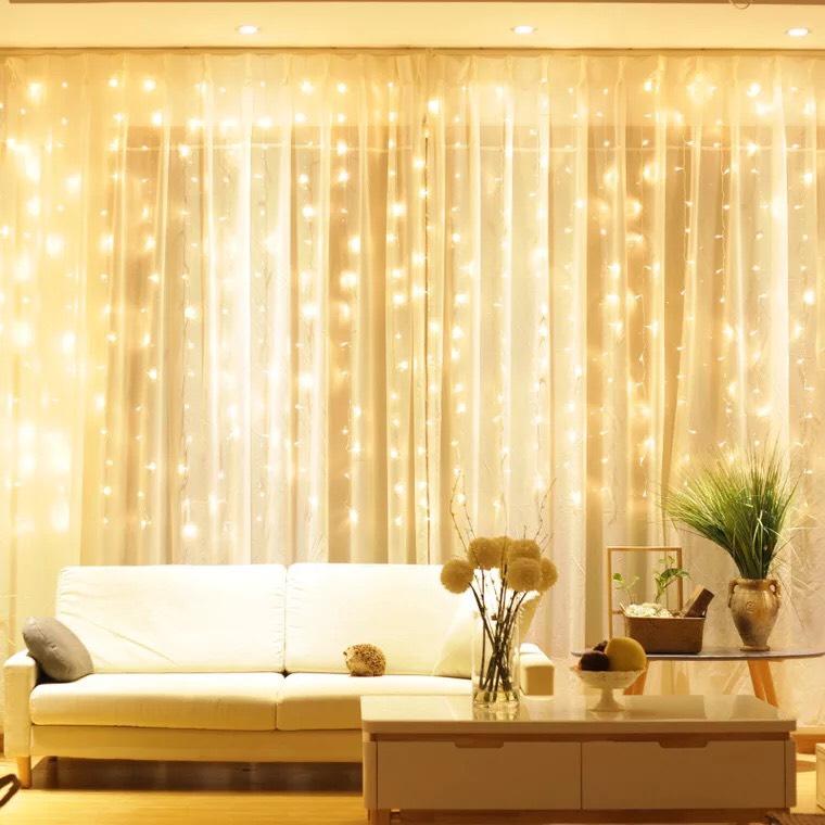 Bộ đèn nháy thả rèm rộng 3m dài sợi 3m trang trí nội thất đẹp, đèn nháy ánh sáng led lung linh trang trí nhà hàng, spa , khách sạn, đèn nháy thả rèm trang trí, dây nháy đèn lét thả rèm trang trí, đèn lét, đèn nháy thả mành