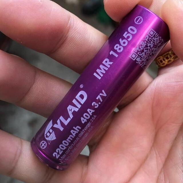 1 Viên Pin sạc nhiều lần Lithium Ylaid Godzila IMR 18650, hàng chuẩn hãng Auth - độ nhạy 40A / 2200Mah 3.7V (Tím) - Chất Lượng Cao Có Chip Chống Đoản Mạch
