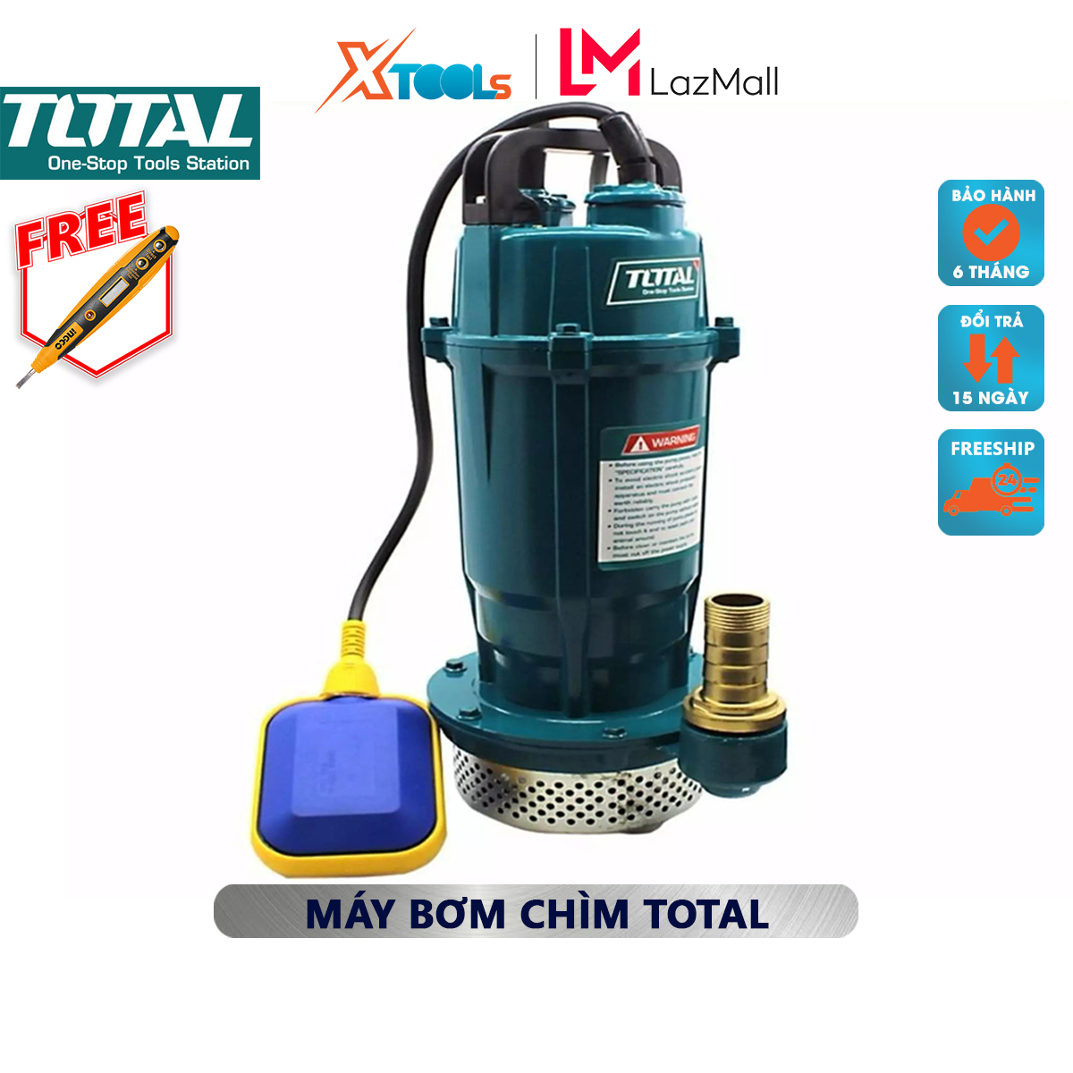 Submersible pump 1 phase total pump sink drop water clean 220V, capacity from 370W (0.5hp)-750W (1HP), maximum height 17m - 32m, use water pump daily [XTools mall]