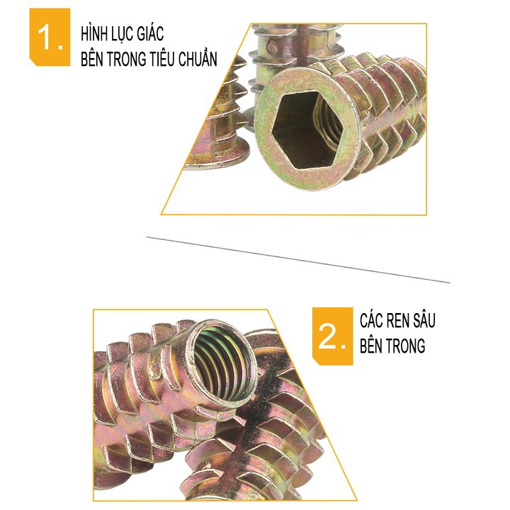 100 cái Ốc Cấy Ren M8 x 20 mm Có Vành