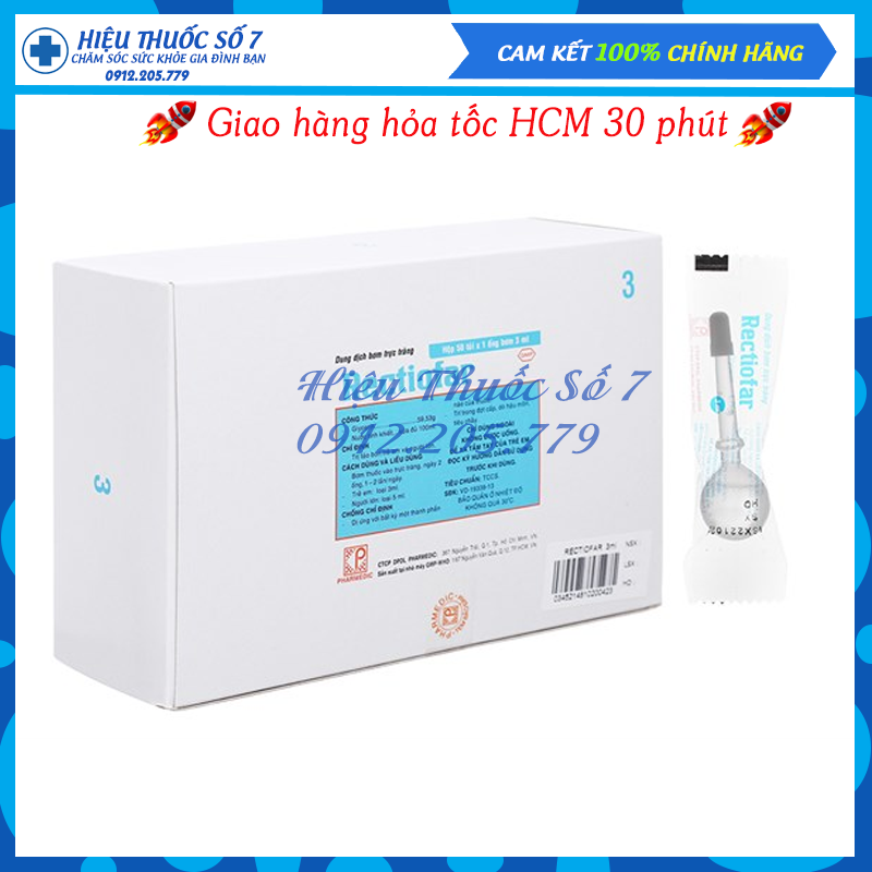 Ống bơm trực tràng RECTIOFAR 3ml và 5ml (giá cho nguyên hộp)