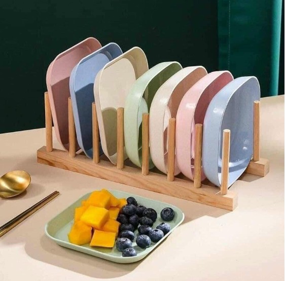 Sét 8 đĩa lúa mạch chữ nhật màu pastal siêu xinh
