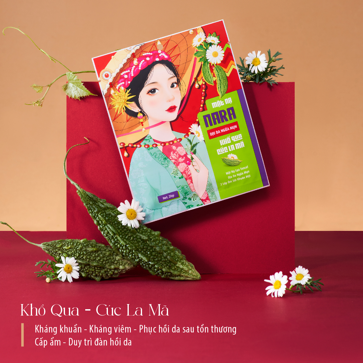 COMBO 10 miếng mặt nạ lụa NARA TẶNG 3 mặt nạ