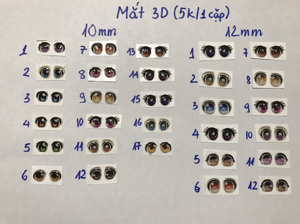 Mắt 3D 10mm ( 1cặp)