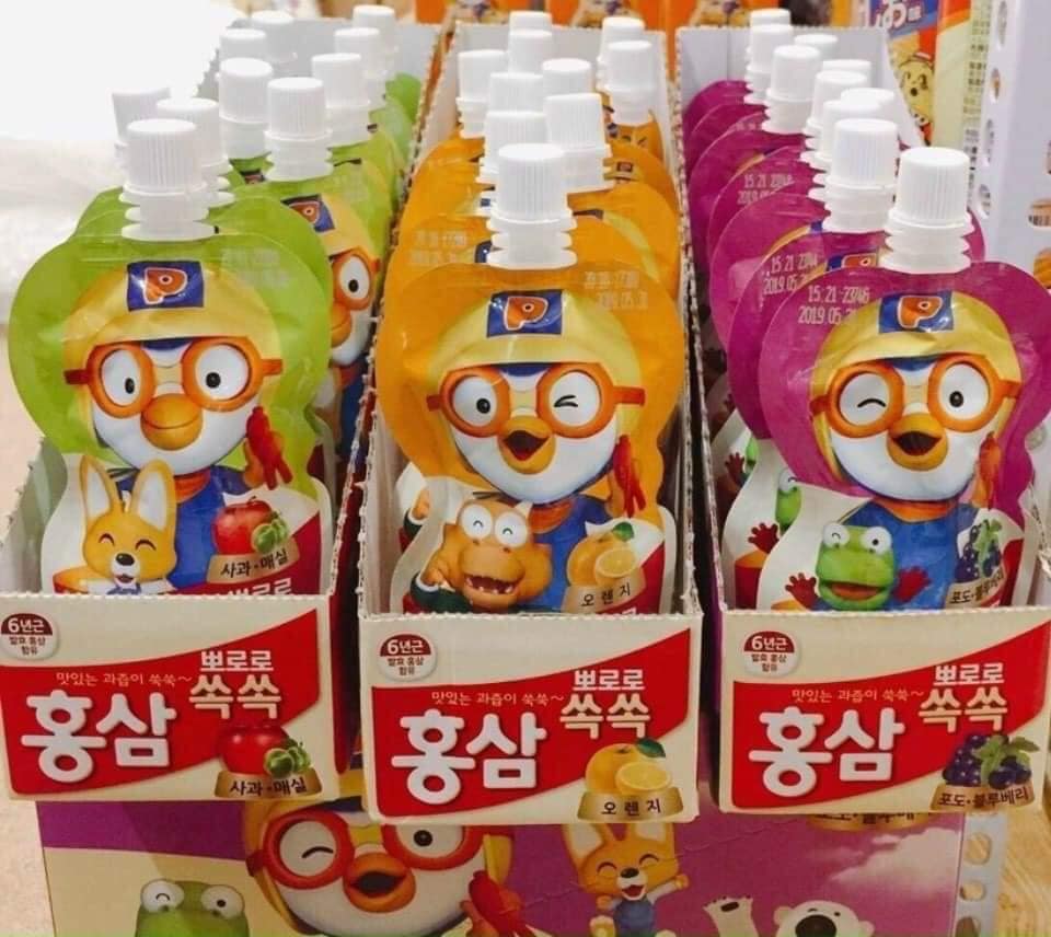 NƯỚC HỒNG SÂM PALDO PORORO HÀN QUỐC (HỘP 10 TÚIx100ml)