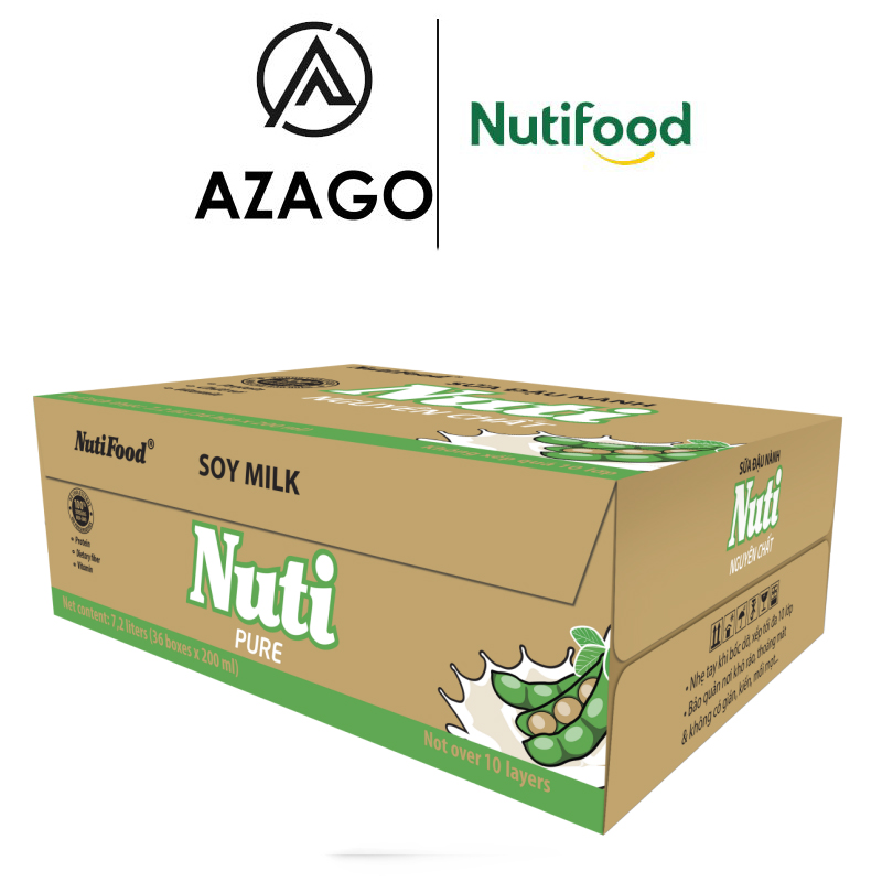 Thùng 36 hộp sữa đậu nành nuti nguyên chất hộp 200ml tu.nsdn02 - thương hiệu nutifood - azago