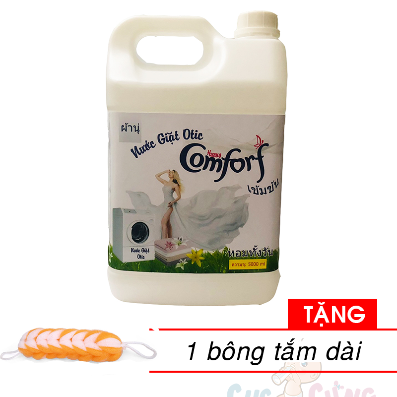 Nước giặt quần áo Comfort Thái Lan 5L (Trắng) Tặng 1 bông tắm màu ngẫu nhiên