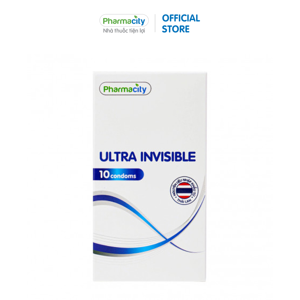 Bao cao su siêu mỏng Pharmacity Ultra Invisible 10 cái hộp