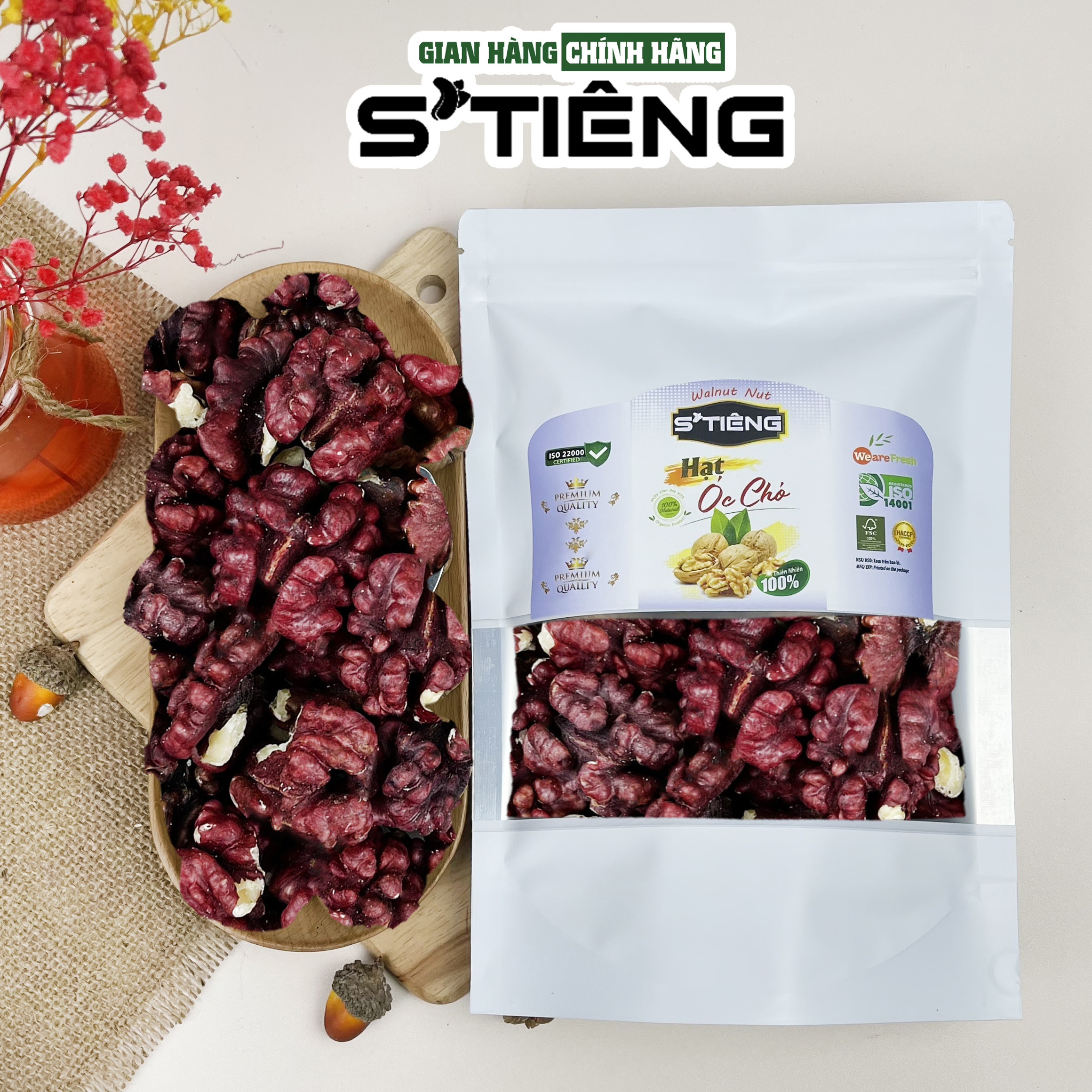 Nhân Hạt Óc Chó Đỏ STIENG Nhập Khẩu Mỹ Sạch Vỏ