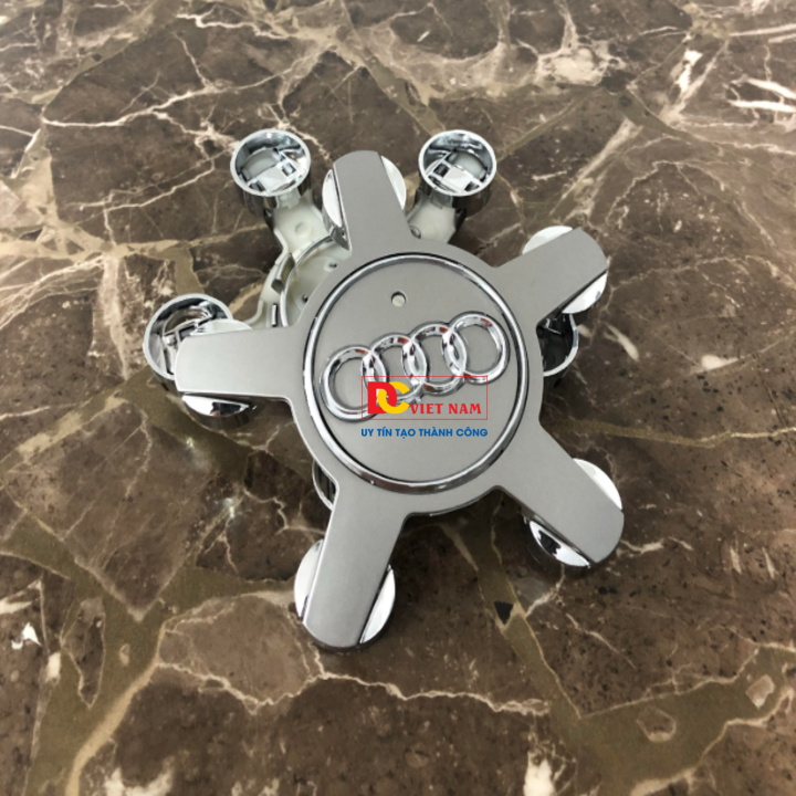 1 chiếc logo chụp mâm, lazang bánh xe ô tô, xe hơi Au.di đường kính 135mm A6Q5135 ( Màu Xám)