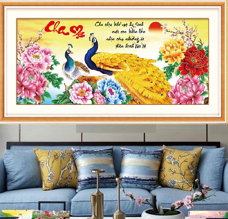 Tranh đính đá mẫu mới cha mẹ-kt: 109x50