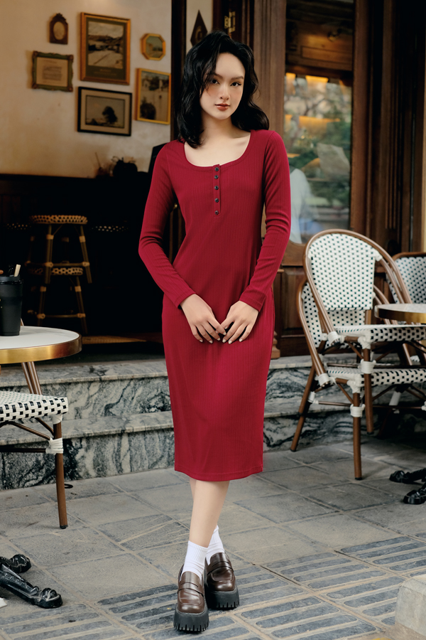 Đầm len thun tăm 322DR9010 ADOREDRESS