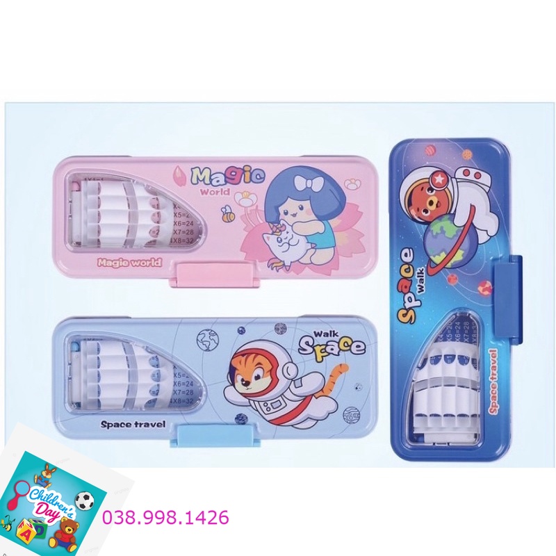 Hộp bút sắt 2 ngăn cao cấp b520