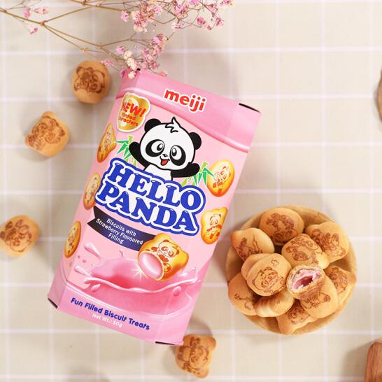 Bánh Gấu Hello Panda Nhân Kem Dâu Meiji (Hộp 50g)