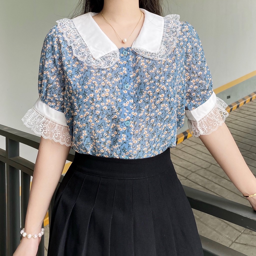 ÁO SƠ MI CỔ NHỌN VIỀN REN (MS113)