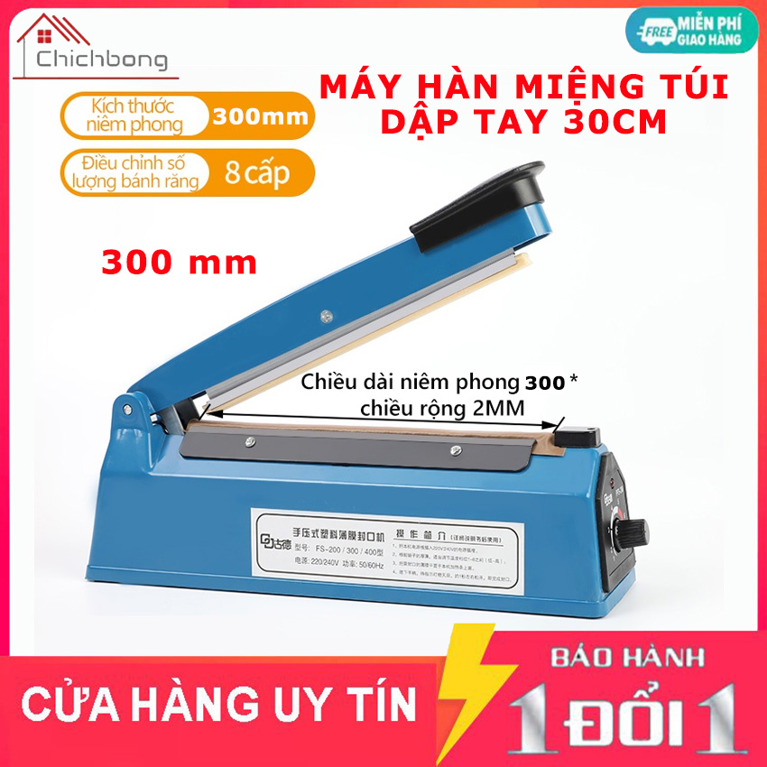 Máy hàn miệng túi nilon dập tay Impulse Sealer 30Cem PFS-300