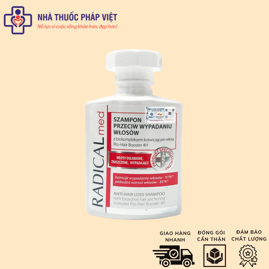 Dầu gội radical đỏ ngăn ngừa rụng tóc hiệu quả, dầu gội radical med anti-hair loss shampoo 300ml