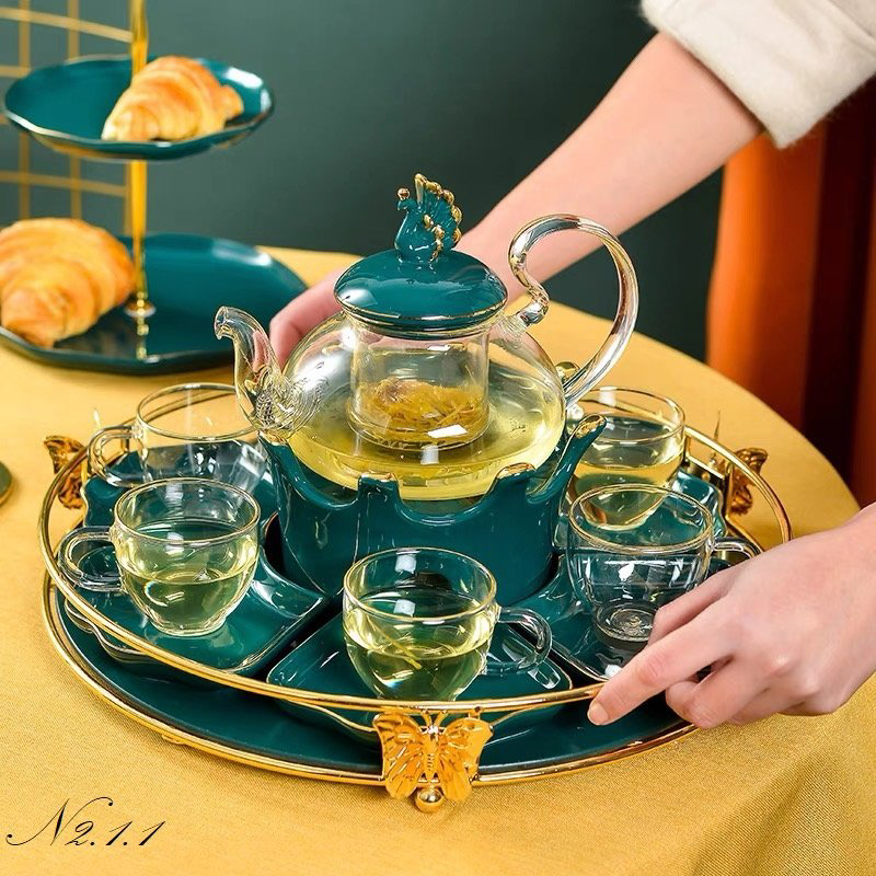 Bộ ấm chén đế nến vương miện - bộ uống trà cao cấp
