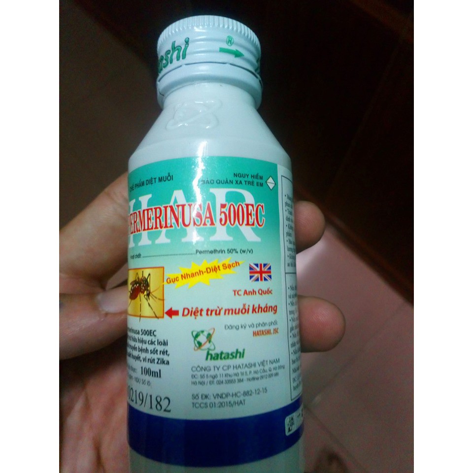 Sản phẩm diệt muỗi permerinusa 500ec loại 100ml,.diệt trừ muỗi truyền bệnh sốt rét,sốt xuất huyết,vi rút zika