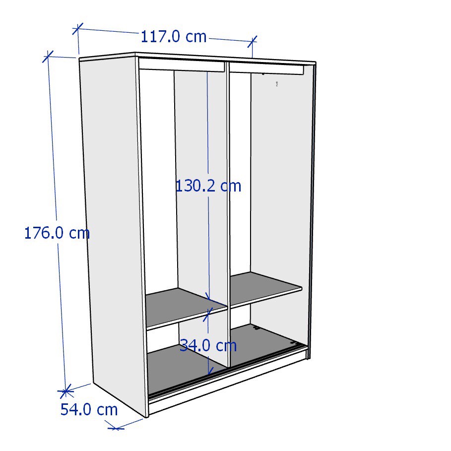 Tủ Quần Áo 2 Cửa Lùa Yapi -203