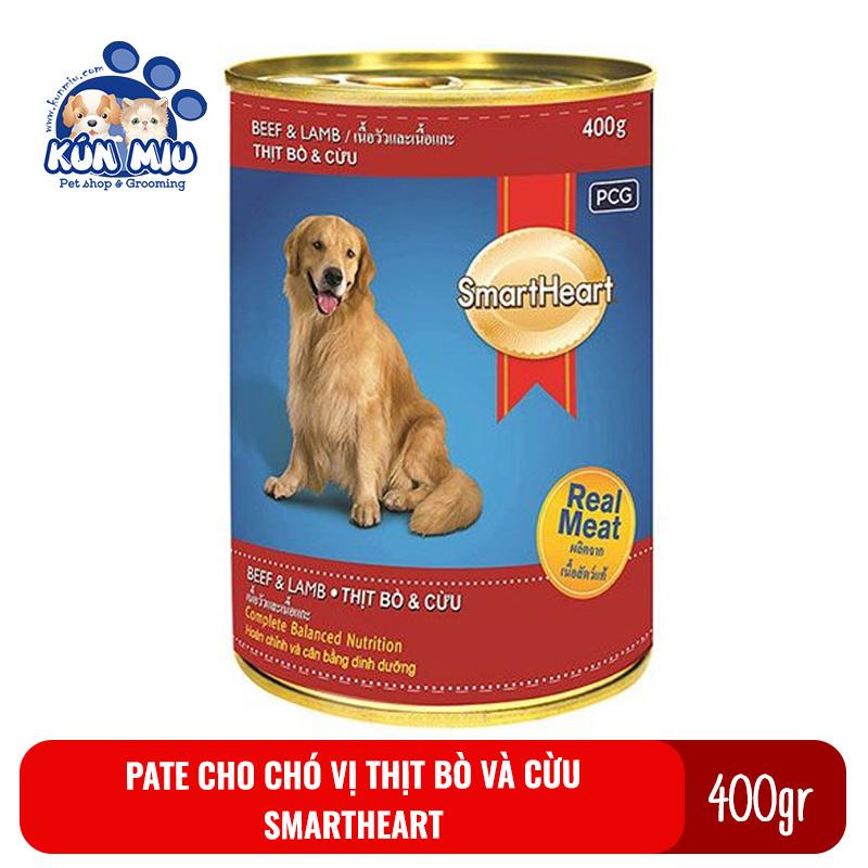 Thức Ăn Pate Cho Chó Smartheart Lon 400Gr Vị Bò Và Cừu - Thức Ăn Ướt Đóng Hộp Cho Chó Smart Heart