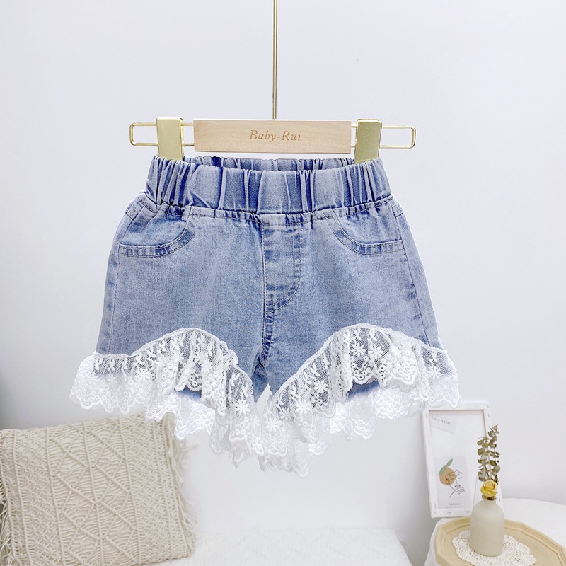Quần short jean cho bé gái mềm mại, co giãn - hàng quảng châu cao cấp