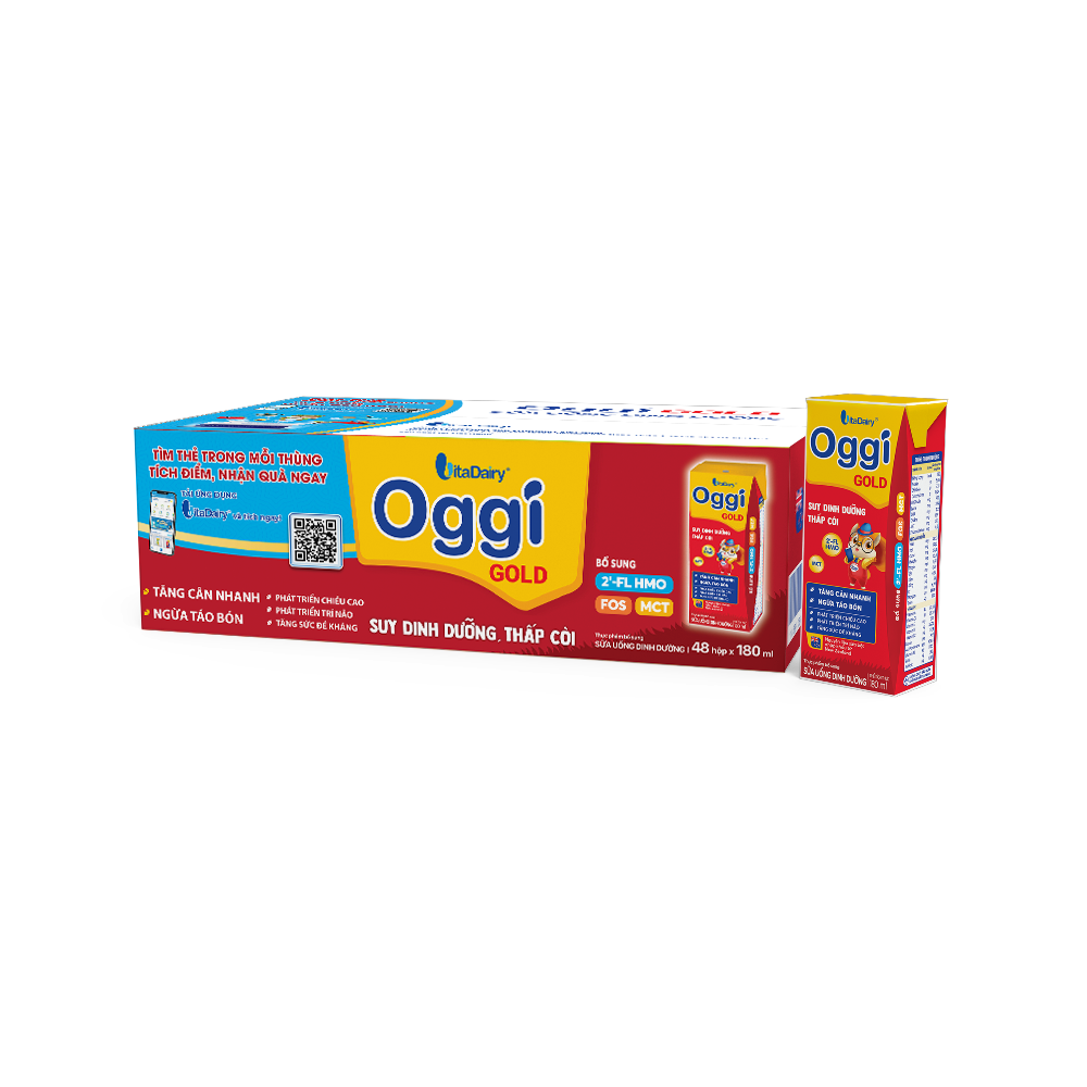 Thùng 48 hộp sữa bột pha sẳn Oggi Gold 110ml và 180ml