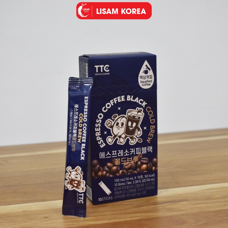 Cà phê đen Espresso ủ lạnh Hàn Quốc 500ml (10mlx 50 gói)