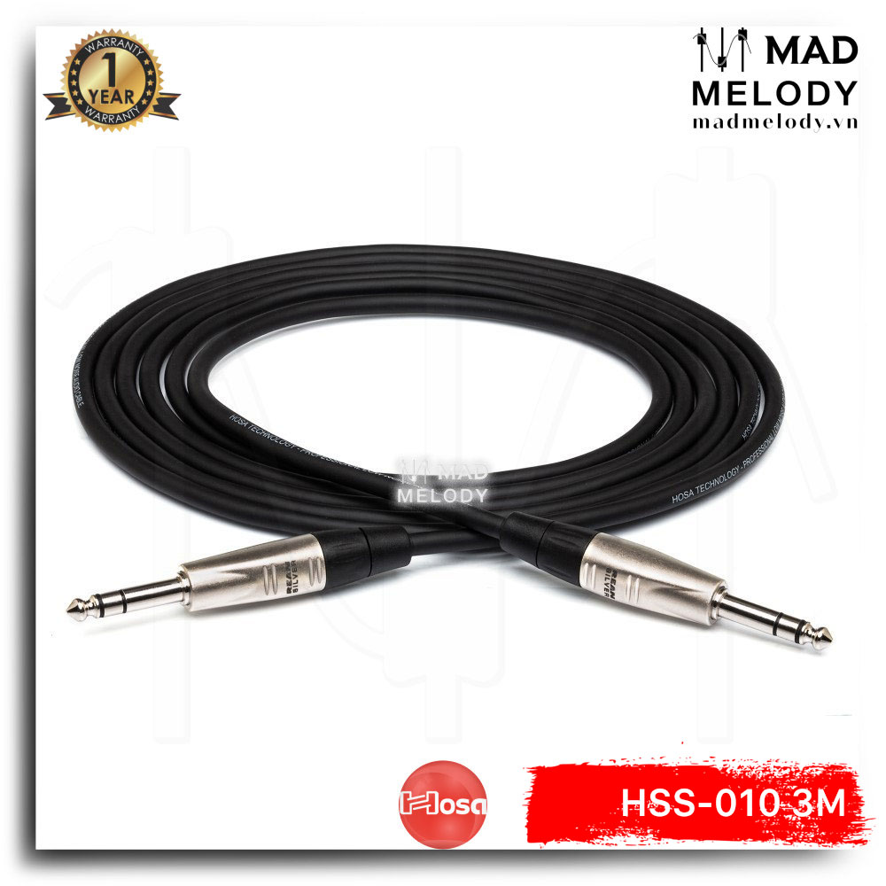 Hosa Pro Balanced Interconnect HSS-010 (3m) (REAN 1/4in TRS - 1/4in TRS) [Dây cáp 6ly TRS đầu REAN NEW]