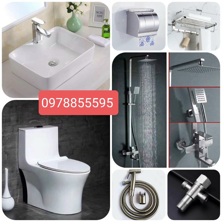 [HCM]Combo thiết bị vệ sinh nhà tắm trọn bộ như hình giá gốc 12500000đ