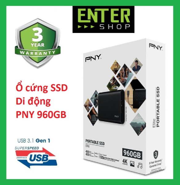 [HCM]Ổ cứng SSD di động PNY Elite 480Gb, 960Gb Usb 3.1 gen 1