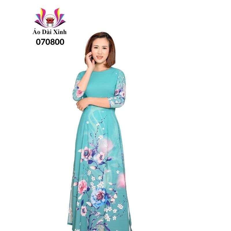 Bộ áo dài truyền thống , Cổ tròn tay lỡ, Lụa cao cấp.