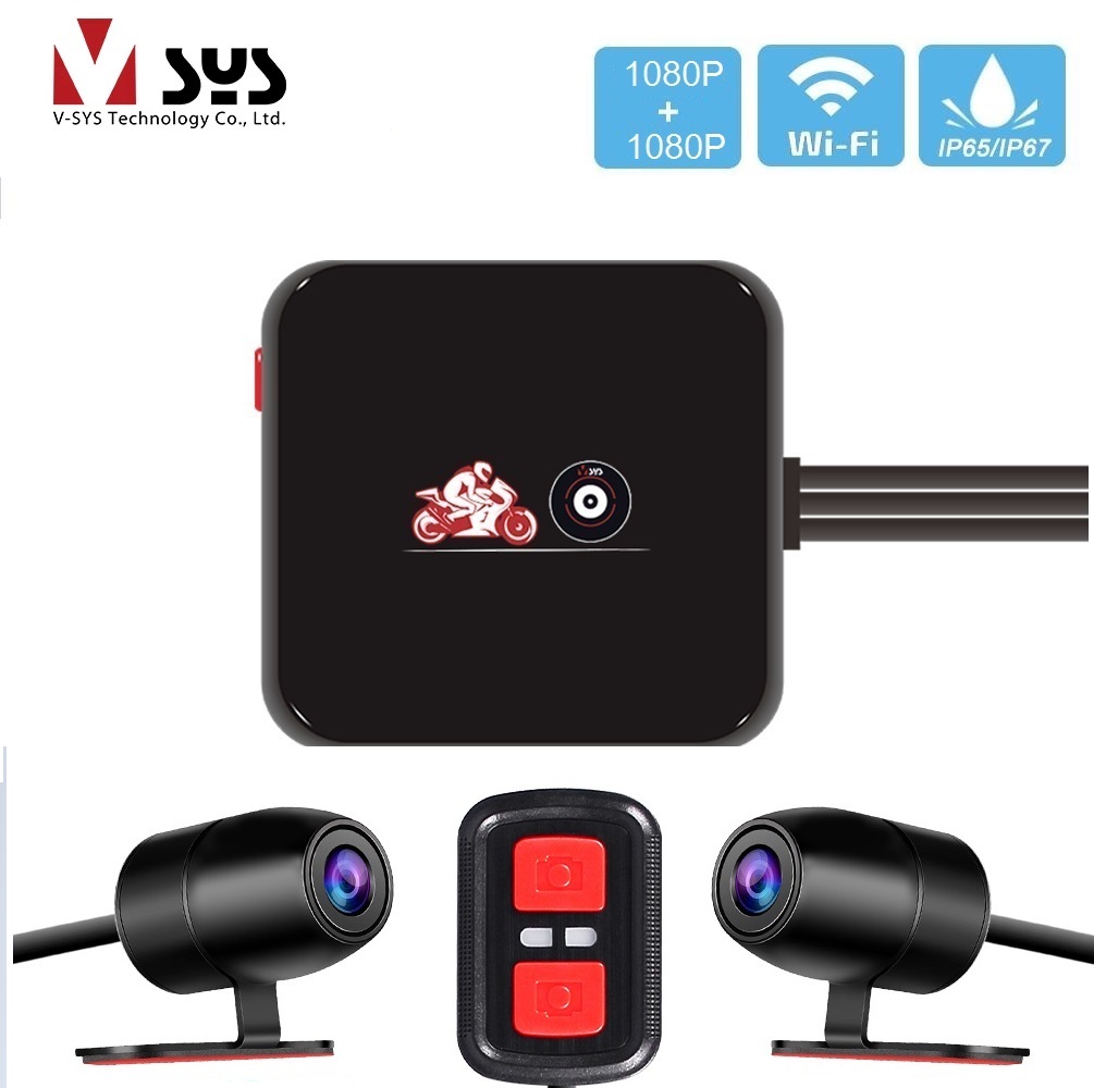 VSYS SYS WiFi xe máy Dash cam kép 1080p FHD xe máy DVR chống thấm nước ghi
