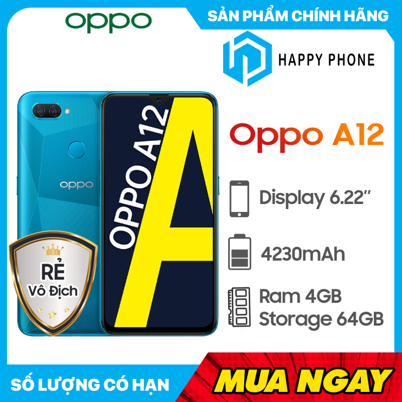 Điện thoại OPPO A12 RAM 4GB ROM 64GB - Hàng chính hãng, mới 100%, Nguyên seal, Bảo hành 12 tháng