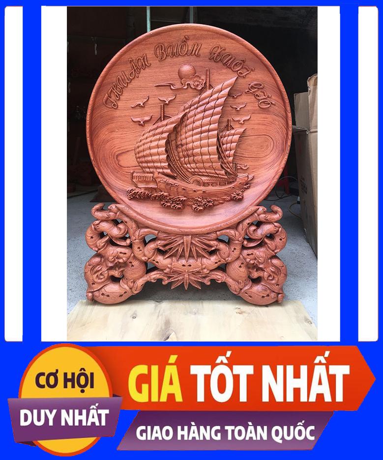 Đĩa Gỗ Hương Phong Thủy Chạm Khắc Tinh Xảo 32cm