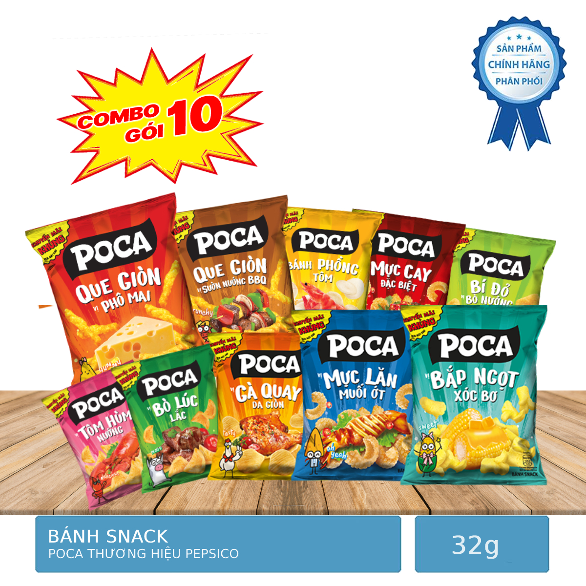 Bịch 10 Gói Bánh Snack Poca 32g