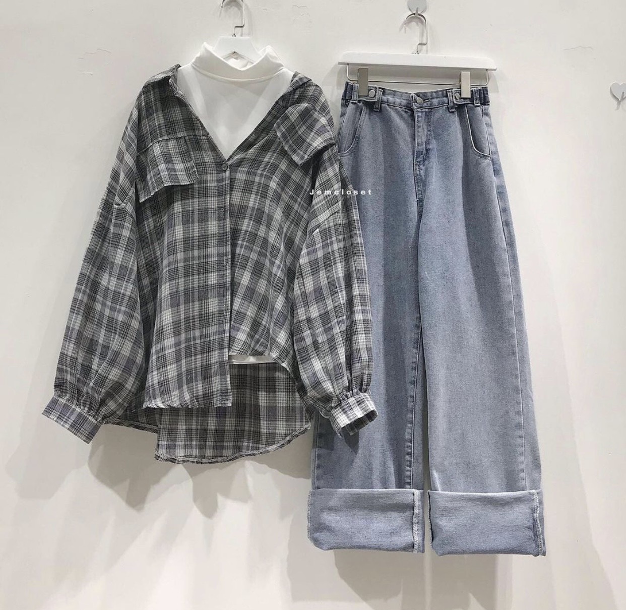 BAGGY JEANS LƯNG CAO ĐAI NÚT