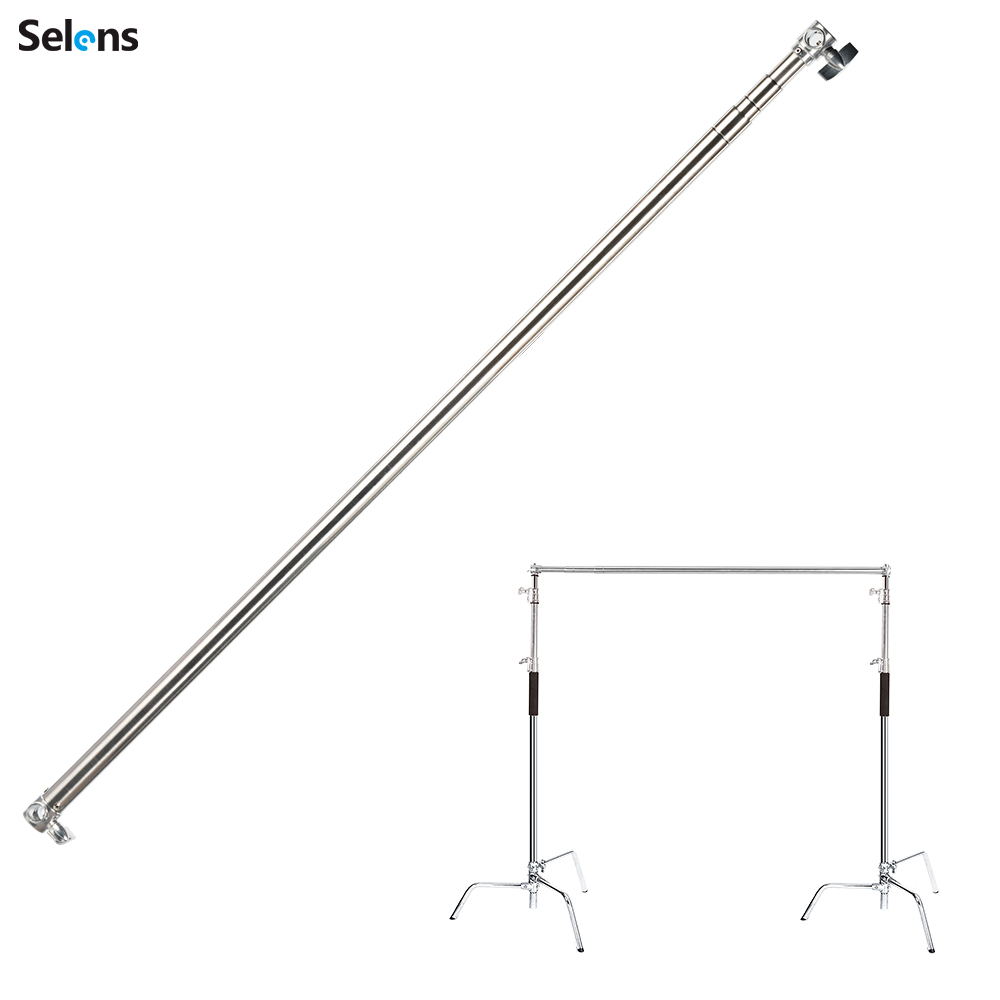 Selens Pro Stainless Steel Telescopic Crossbar Max Length 2.95m Adjustable Background Support Cross Arm Backdrop Pole for C Stand