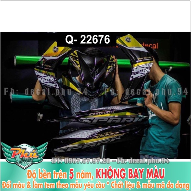 Tem rời exciter 135 vàng đen - crom -mã 3