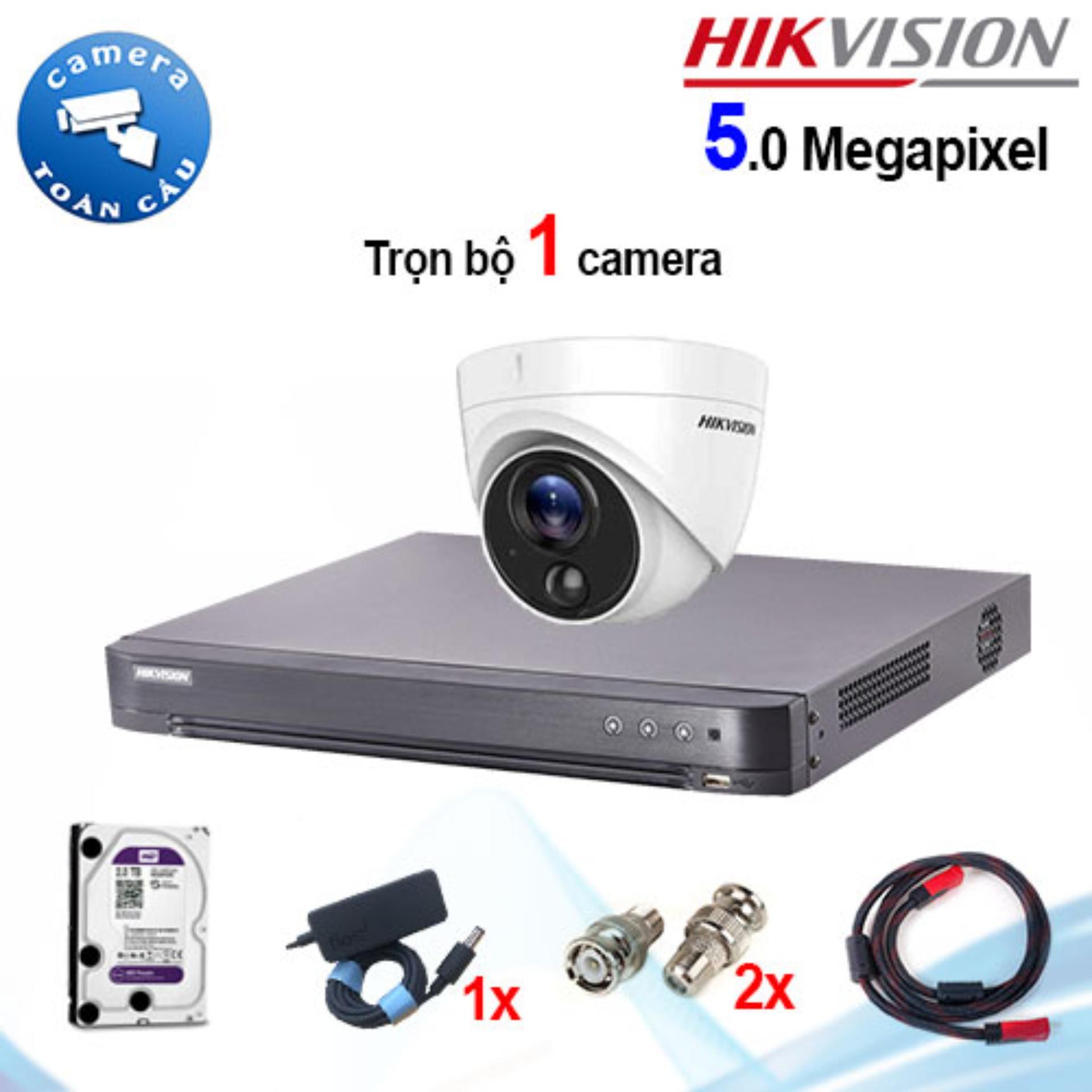 Trọn bộ 1 camera hikvision ds-2ce71h0t-pirl + đầu ghi 4 kênh ds-7204huhi-k1