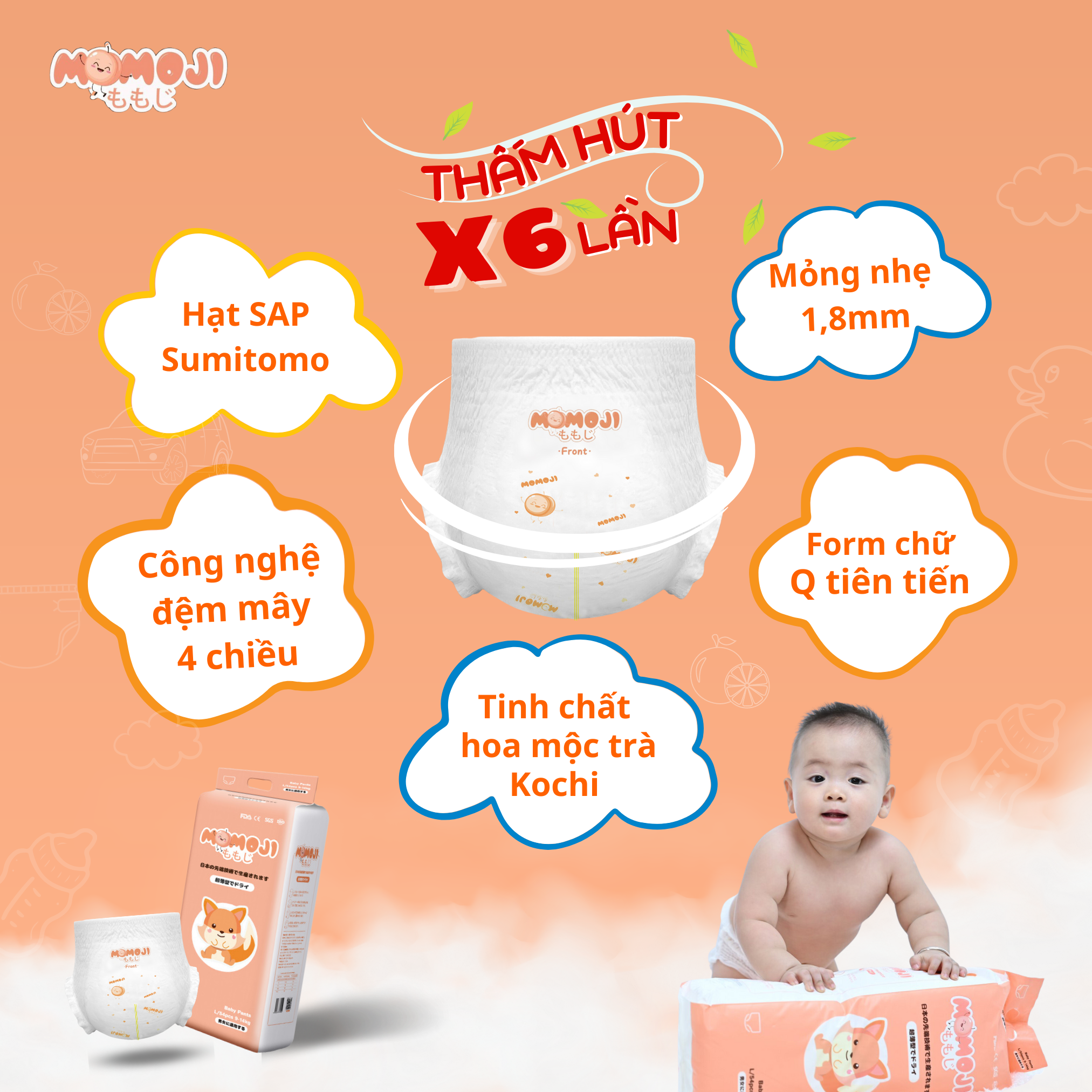 Tã Bỉm Quần Momoji Siêu thấm hút M56