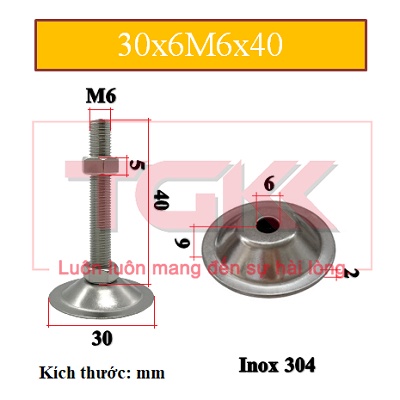Chân đế inox 304 30x6m6
