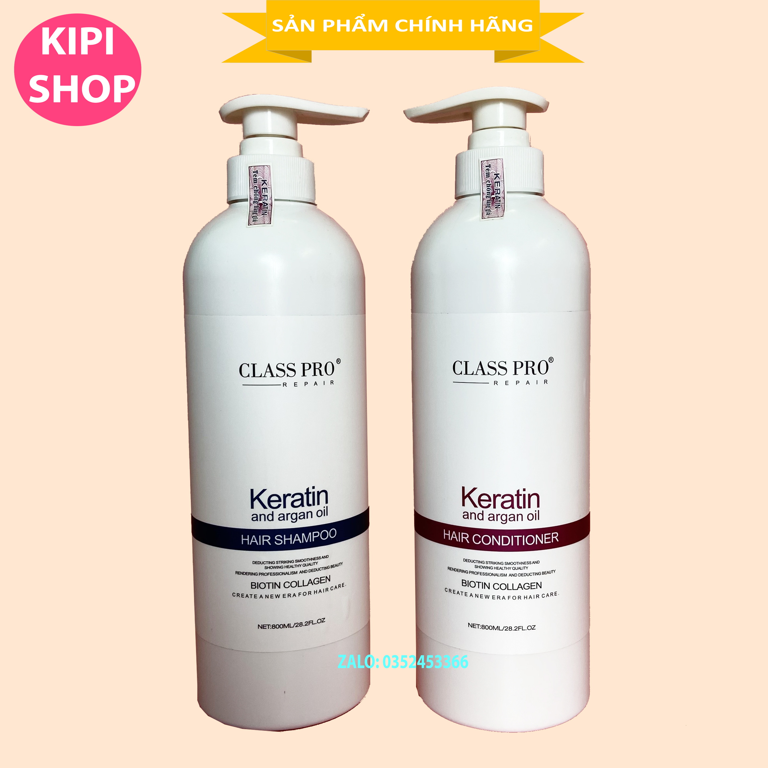 [Chính hãng] CẶP DẦU GỘI XẢ PHỤC HỒI KERATIN CLASS PRO 800ML X2