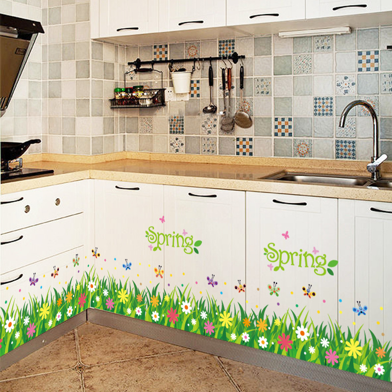 DECAL DÁN CHÂN TƯỜNG HOA CỎ MÙA XUÂN