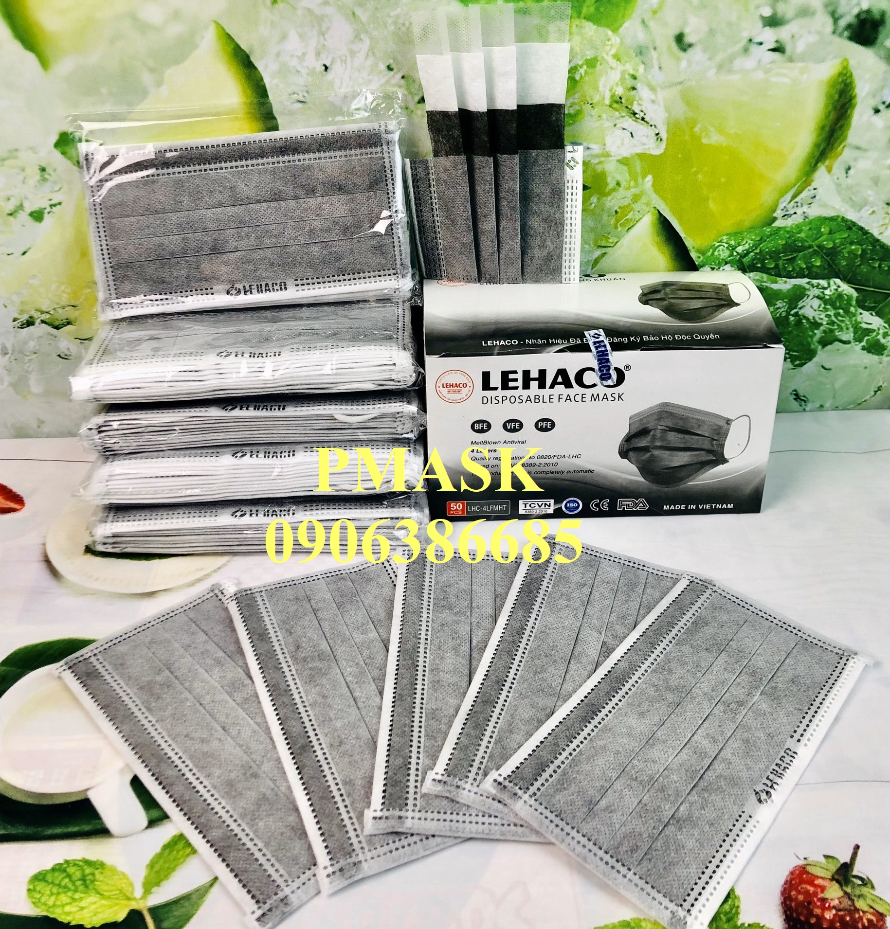 Khẩu trang 4 Lớp Lehaco Xám