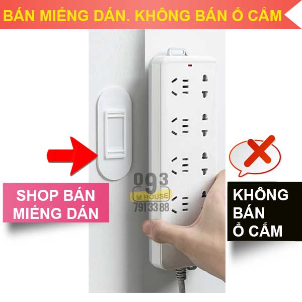 Bộ Miếng Dán Ổ Cắm Điện  Giá Đỡ Treo Tường Tiện Dụng Móc Treo Đồ
