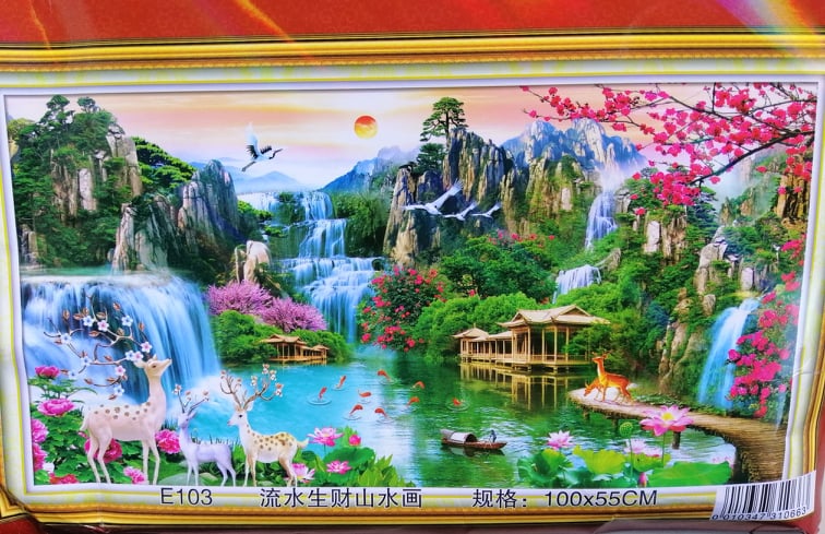 Tranh thêu chữ thập Non nước hữu tình E103