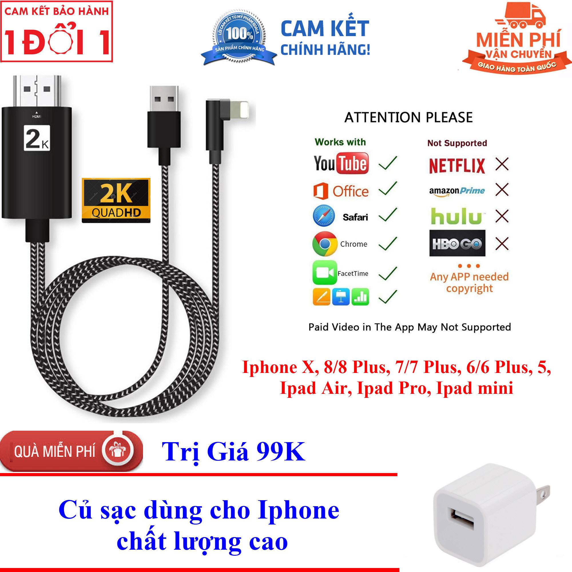 Dây kết nối Cao cấp giữa Tivi (cổng HDMI) với Iphone, Ipad (cổng Lightning) thể hệ mới 2019 - Cáp HDMI cho Iphone 5/6/7/8/X/Xs hỗ trợ 2K - Cáp Lightning kết nối HDMI cho iPhone và iPad - Cáp Kết nối HDMI cho iPhone, iPad (Lightning to HDMI Cable)