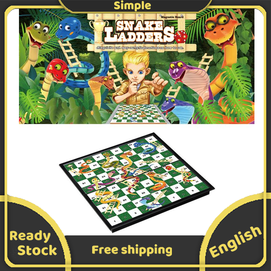 Magnetic Snakes and Ladders Board Game Family Party Puzzle Boy Girl Gift Portable with